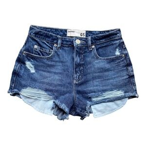 Garage Fesitval Short Destructed Frayed Hem Cut Off Blue Denim Jean Shorts Sz 3